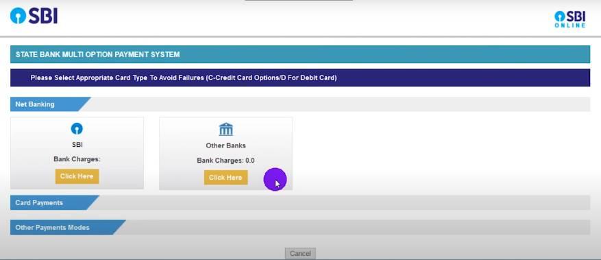 sbi online payment methods